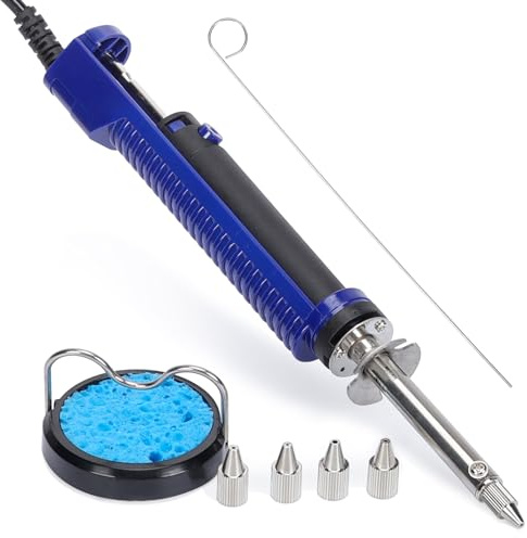 WEP 929D-V 2 IN 1 Desoldering Iron Electric Solder Sucker with 5 Nozzles 0.8/1.0/1.2/1.5mm Soldering Tool Kit with Built-in Desoldering Pump, Iron Stand, Sponge, Cleaning Pin Solder Remover