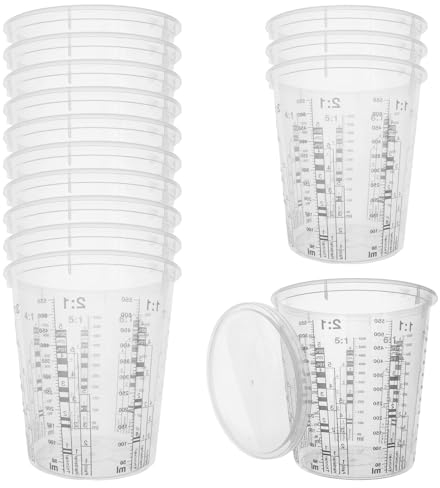 Nizirioo 20 Stück Lackmischbecher 680ml, Mischbecher, Farbmischbecher aus Kunststoff Messbecher mit Skala, mischbecher mit 20x Deckel, für Flüssigkeiten Farbe Pigment Lacken