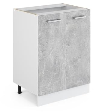 Vicco Universal base unit Raul, Concrete, 60 cm with doors, without worktop, for storing household items and cleaning supplies