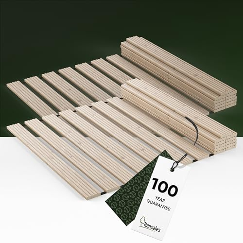 Hansales Rollrost 140x200cm (70x200 2St) Premium, Bettrost belastbar bis 600kg Hochwertiger Lattenrost aus massivem Fichtenholz FSC® Rolllattenrost für Doppelbett