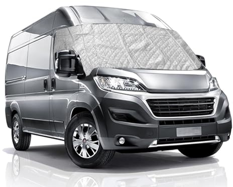 HAMON Cubierta para parabrisas de coche para Fiat Ducato, protección solar externa, alfombrillas térmicas, impermeables, resistentes a la intemperie, anti-UV