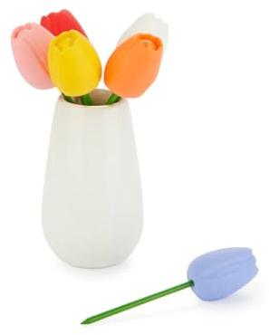 Balvi Forchettina aperitivo Tulip 6 spiedini a forma di tulipani a colori Ceramica/inox/silicone