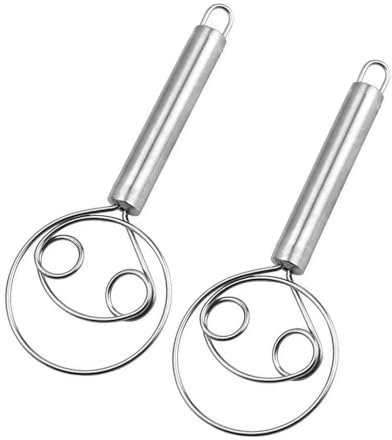 ZAMXHUG Batidor de Masa - 2 pcs batidor Manual, batidor de Huevos, Masa danesa, batidor con Mango de Alambre de Acero Inoxidable para Hacer Pan y Pasteles, Mini Mezclador agitador de Acero Inoxidable