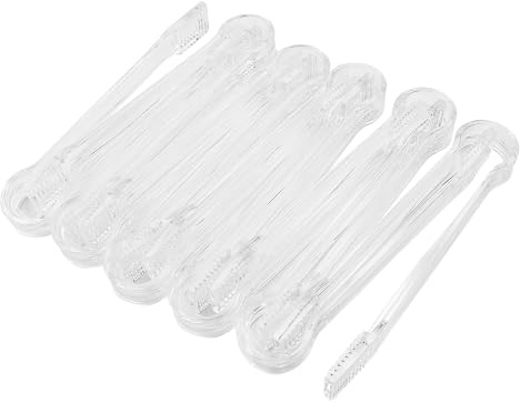 ANCLLO 10 Piezas Mini Pinzas de Buffet de Plástico, Juego de Pinzas de Buffet Pequeñas Pinzas de Cocina Transparentes para Postres de Aperitivos de Fiesta de Buffet (6,3 Pulgadas)