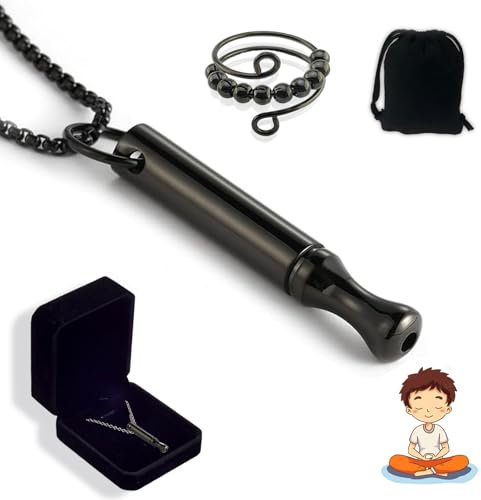 MOAZIFI V2 Halskette Rauchfrei Original, Atemkette, Hoki Halskette gegen Angst - Raucherentwöhnungshilfe & Meditationshilfe - Geschenkverpackung, mit 1 Anti-Angst-Ring