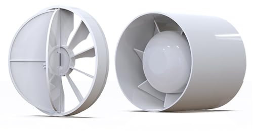 ASOFTY Ventilatore per Tubi da Condotto, Aspiratore in Linea con Valvola di Riflusso, 43dB Silenzioso Ventilatore di Estrazione Fumo, Estrattore Aria per Cucina, Bagno, Toilette, Serra, Garage