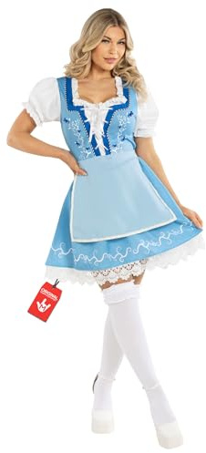 Morph Blue Oktoberfest Outfit Women, October Festival Costume Women, Dirndl Dress Womens Oktoberfest Costume Bavarian L