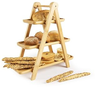 Présentoir à 3 étagères en Bois, 39,5 x 15 x 38 cm, Porte-Fruits et Pains