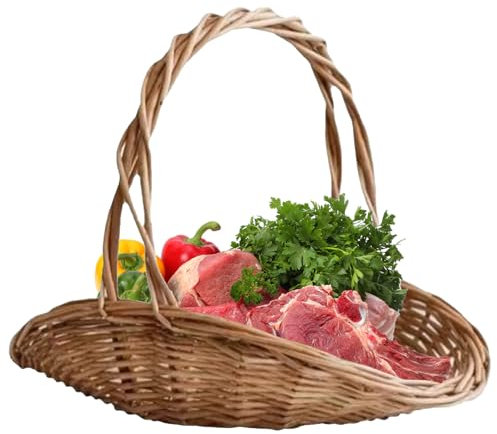 Eventerde Panier à Fleurs - Panier de Pique-nique Grand en Osier Naturel 40 cm - Décor D'intérieur Et Rangement Organisateur, Pour Cuisine Et Organisation De Fruits Légumes, Agencement Floral