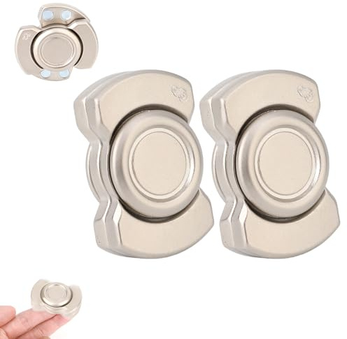 2pcs Fidget Spinner pour Adultes, Spinner Magnétique 3 Façons Jouer Glissière Cliquet Silencieux Jouet Tournant de Doigt Outil de Concentration Cool Cadeaux (Argent)
