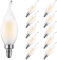 MZYOYO E14 Kerze LED Kerzenbirnen Lampe, E14 4W Classic Kerzenform Filament,ersetzt 35 Watt, 2700K Warmweiß Filament Fadenlampe,nicht dimmbar, Matt,10 Stück