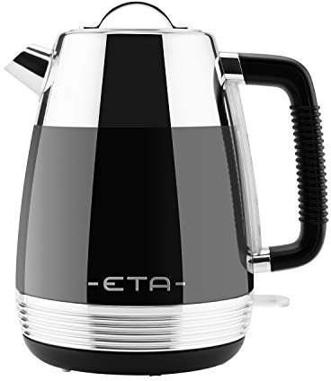 ETA Wasserkocher Storio I 2200 W I 1,7 l I Wasserstandsanzeige I Automatische Abschaltung I Sicherheitsverschluss I Mittiger Anschluss STRIX I Siebfilter I Schwarz