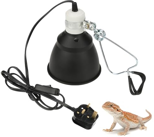 Haokaini E27 Reptile Turtle Heat UVA/UVB Bulb Lamp Light Holder 220V 300W Reptile Clamp Lamp Heating Lighthouse for Chicken Brooder Basking(UK Plug)