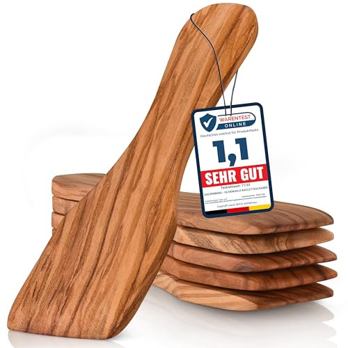 GOLDENBERG® Olivenholz Raclette Schaber - 6er Set Raclette Spachtel aus feinstem italienischen Olivenholz - Raclette-Zubehör 100% Klimaneutral - idealer Schaber für Raclette -6 Raclette Schieber