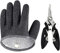 Jadin Angelhandschuhe Wasserdicht, Schnittfeste Angelhandschuhe Raubfisch Verhindern Stiche und Bisse, Angelzubehör Set Inklusive Stichfeste Handschuhe mit Magnetanhänger Multifunktionaler Angelzange