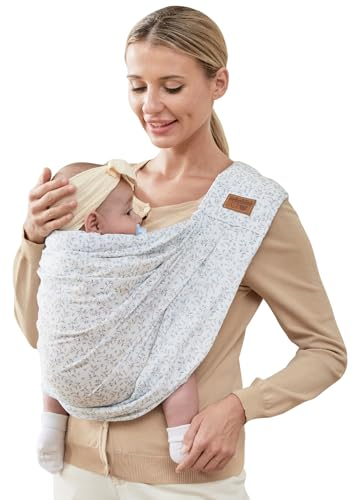 vrbabies Babytrage, Tragetuch Baby-Fronttrage von Neugeborenen bis Kleinkindern, New Upgrade verstellbare Babytrage auf einer Schulter für Babys 2-24 monate bis zu 40 lbs (Kleine blaue Blume)