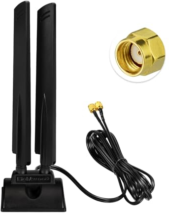 Eightwood Antena WiFi 6E Tri Band RP-SMA WLAN Antena Base Magnética con Cable de Extensión de 200 cm para PC Bluetooth Placa Base WiFi 6 Router Wi-Fi Cámara PCI Tarjeta PCI