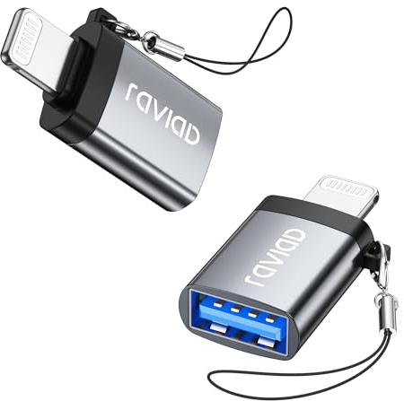 RAVIAD Adaptador Lightning a USB, Adaptador USB 3.0 OTG para iPhone/i-Pad, Adaptado de Cámara iPhone, Compatible con USB Stick, Hub, Teclado Midi, Ratón, Lector de Tarjetas