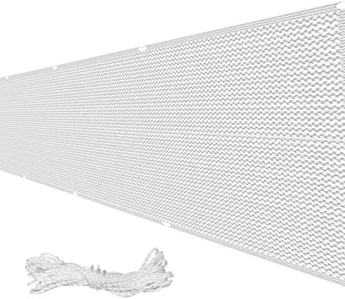Balkonverkleidung Ohne Bohren 55 x 300 cm HDPE Gewebe, Uv-Schutz, Wetterfest Innen Balkonverkleidung mit Kabelbinder für Den Gartenzaun Oder Balkon, Weiß