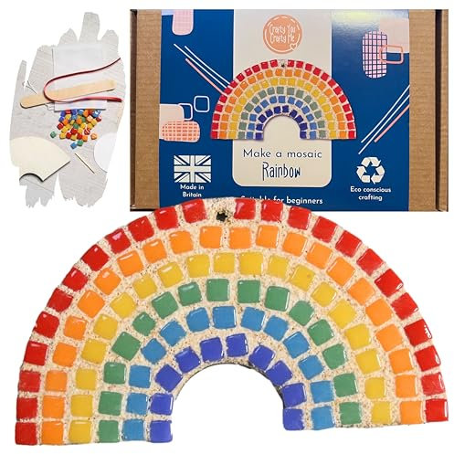 Crafty You Crafty Me - Rainbow Mosaic Craft Kit Decoration, Arts and Crafts Gift Activity, Craft Gift for Girls, Made in UK