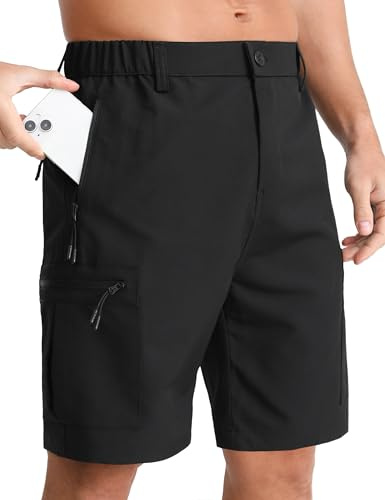 APTRO Herr cargo vandringsshorts utomhus lätt golf vardagliga shorts för män med 5 fickor med dragkedja