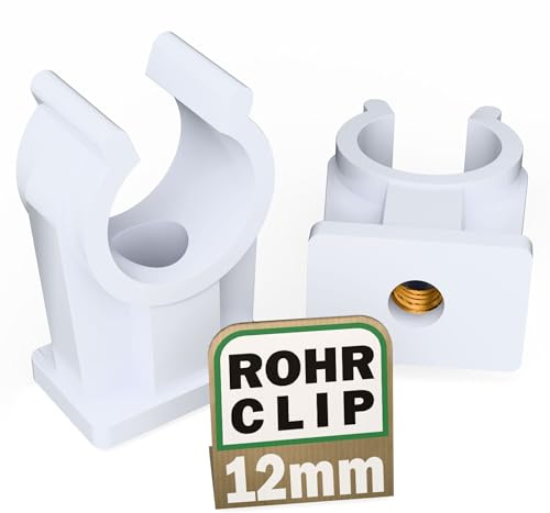 FUX Lot de 5 clips de tubo de 12 mm - Abrazaderas con rosca de metal M6 | Sujeción segura de tubos, abrazadera estable, montaje rápido