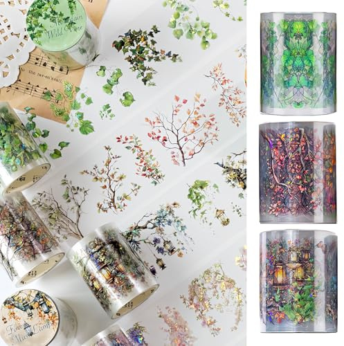 3 Rollos Egatinas de Cinta Washi Flores Para Manualidades Pegatinas PET