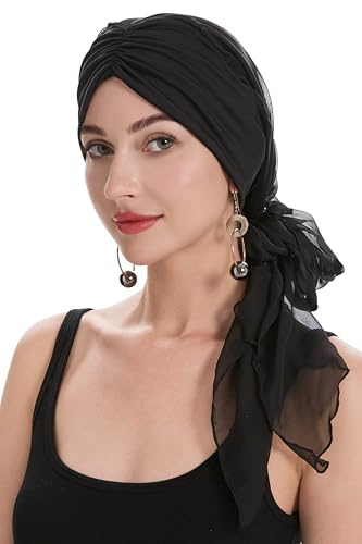 ZLYC Copricapo estivo da donna con stampa turbante, Nero tinta unita., Taglia unica