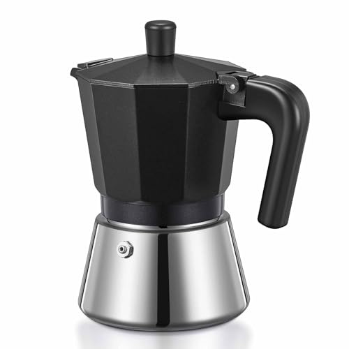 Yabano Cafetière Italienne Moka Pot, 6 Tasses Cafetière Espresso pour Plaque à Gaz, Électrique ou Céramique – Cafetière Greca en Aluminium pour Espresso, Cappuccino ou Latte