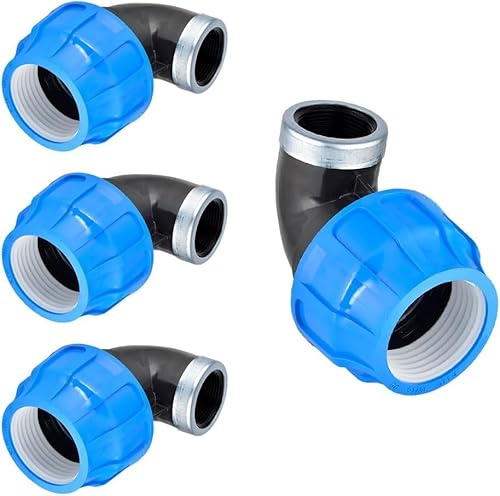 RP RIEGOPRO – Codo PE Rosca Hembra Reforzado | Fitting para Sistemas de Agua y Riego Exterior | Conector para Riego Automático y Tuberías de Agua (4 Unidades, 25mm - 3/4)