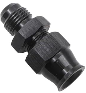 Homeponnew Adaptateur de conduite de carburant avec raccord de compression pour systèmes de carburant automobiles, construction en alliage d'aluminium et laiton, finition noire (AN6-5/16)