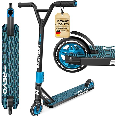 RE:SPORT Stunt Scooter REVO per bambini e adulti con supporto, 100 mm PU Wheels & Y-Bar | Monopattino acrobatico ABEC 9 cuscinetti a sfera | Monopattino a pedale (REVO Ice Cold)