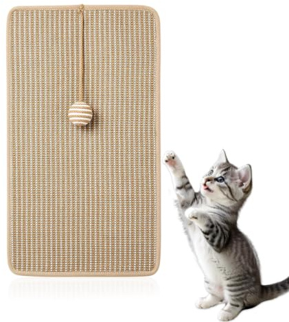 YuLiMirich Katt klösbräda, hörn, 30 x 60 cm sisal klösbräda för katter, klösskydd soffa katt, undermöbler klösmatta, hörn-klösbräda med lekboll för lägenhetskatter