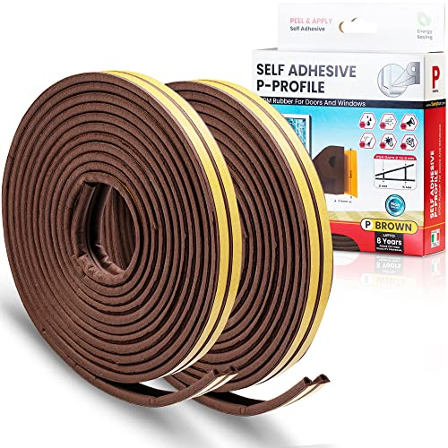 Sanojtape Dichtungsband, P-Profil Braun, 16 Meter Selbstklebende EPDM-Gummidichtung Ideal Dämmung Isolierung Fenstern Türen