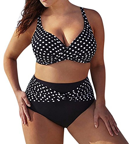OverDose Soldes Maillots de Bain 2 Pièces Femme, Maillots de Bain Brésilien Push Up Grande Taille Sport Bikini 2 Pièces Maillot Ensemble Bandeau Noir
