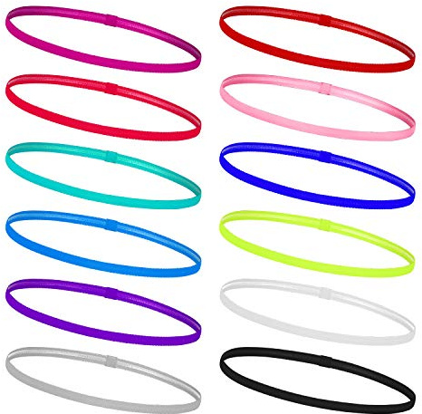 Fasce per Capelli Sport Non-Scivolo Sport Fasce Capelli Elastico Fascia per Donna Uomini Basket Yoga Golf Multicolore 12 Pezzi