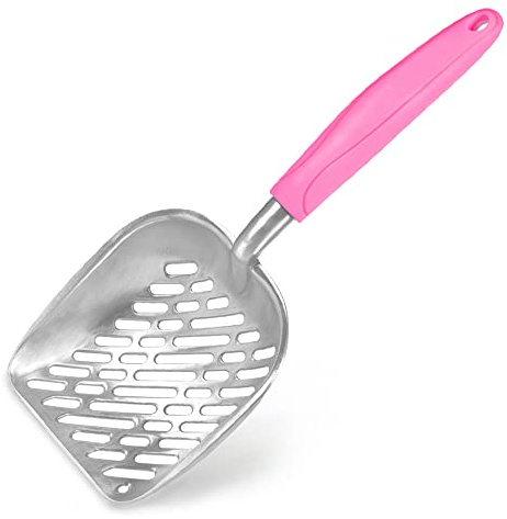 SunGrow Cat Litter Scoop, Life Transforming Cat Scooper, Reduces Hand Fatigue, Saves Clear Litter, Use with Small Litter Type, Makes Scooping Faster and Easier, Pink, 1 pc