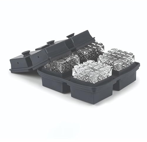 W&P Crystal Ice Tray, Perfect Etched Large Cubes, Slow Melting for Whiskey and Cocktails, Food Grade Premium Silicone, Dishwasher Safe, BPA Free