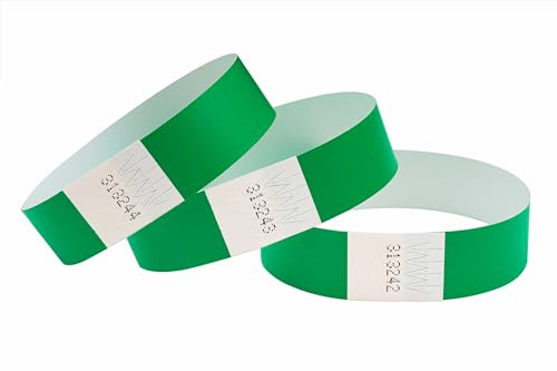 CINTAPUNTO 500 st tyvek inmatningsarmband, ID-armband, festivalarmband, neonarmband, för evenemang, säkerhet, fest, rivtålig, 16 färger (grön)