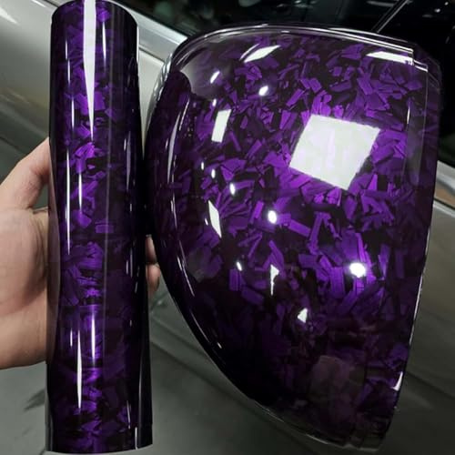 ASENDIWAY Purple Forged Carbon Fiber Vinyl Wrap, High Gloss Car Wrap Roll Auto DIY Decal Sticker Film Sheet Air Release Self-Adhesive Decor Vinyl