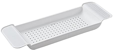 Vassoio per vasca da bagno espandibile con mensola da bagno, vassoio per vasca da bagno, organizer multifunzionale per vasca da bagno