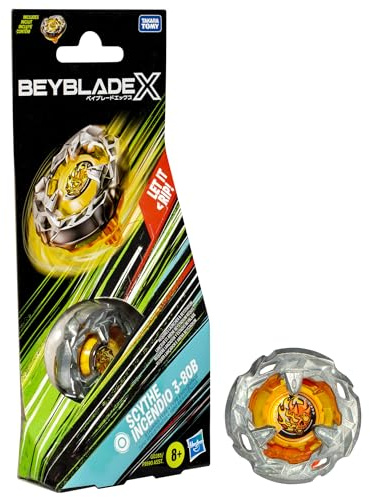BEY BLADE Beyblade X Scythe Incendio 3-80B Booster Pack Set with Stamina Type Right-Spinning Top; Battling Top Toys for 8 Year Old Boys and Girls