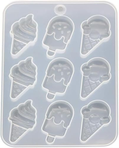 White Cake Mold, Ice Cream Popsicle Cute Food Keychain Pendant Silicone Resin Mold Jewelry Tools,Ice Pop Molds,Jewelry Boxes and Organizers,Jewelry Towers Specialty Tools & Gadgets
