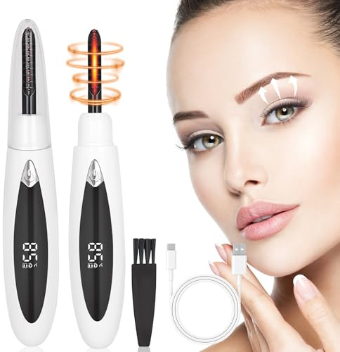 Recourbe Cils Chauffant, Recourbe Cils Professionnel, Recourbe-cils USB Rechargeable avec 3 Modes de Température, Recourbe-cils Electrique pour Tous Les Cils, Recourbement Naturel Longue Durée (Blanc)