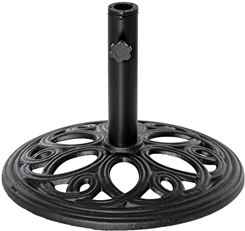 Outsunny Pied de Parasol Rond 11,5 kg, Socle Parasol extérieur en Fonte, pour mât de Ø 38 et 48 mm, Base de Parasol pour Jardin Patio terrasse, Ø 45 x 33,5 cm, Noir