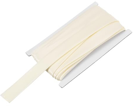 QUARKZMAN Cinta Sesgada Doble Plegada Para Coser 1 Pulgada X 12 Yardas Cinta De Satén Preplegada Para Ribetear Acabado De Costuras Hacer Colchas Manualidades DIY Color Beige Blanco