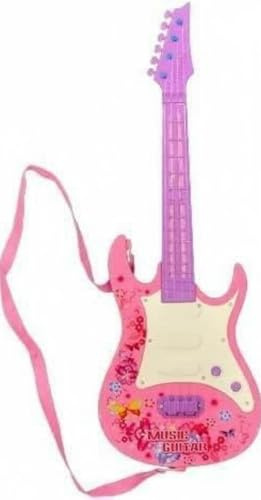 Electronic Kids Musical Instrumentals 20 Guitar - Music And Light Educational Toy, Lightweight And Portable Pink Guitar with Strap, Suitable Both Indoor And Outdoor, for Little Kids