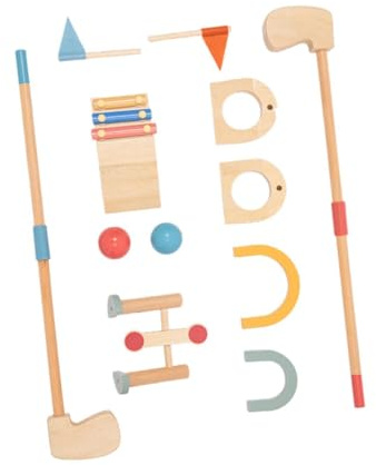 wueiooskj Ensemble de Golf pour Enfants, Clubs et balles de Golf en Bois pour Tout-Petits, Jouet Sport d'extérieur éducatif, Mini-Golf, Cadeau, Jeu interactif et Amusant pour Enfants.