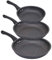 Shov 3er Pfannenset Bratpfanne Universalpfanne Alupfannen 20cm & 24cm & 26cm für alle Herdarten geeignet wie z.B. Induktion & Spülmaschinen geeignet. (Schwarz)