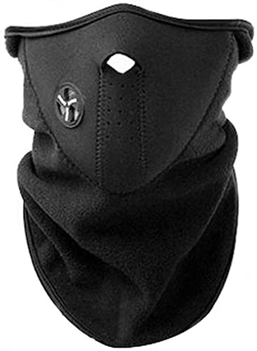 zalati Masque de sport Demi-visage Balaclava en néoprène et polaire avec chauffe-cou pour vélo, moto, ski, course à pied, cyclisme, escalade Unisexe Dehors Idéal par temps froid et vent, Noir , taille